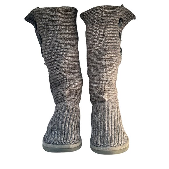 UGG Australia Classic Cardy Boots Gray Womens Size 9 Knit Button Style 5819 USED - Picture 1 of 13